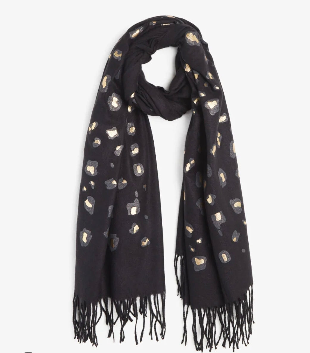" Zwarte sjaal luipaardprint"