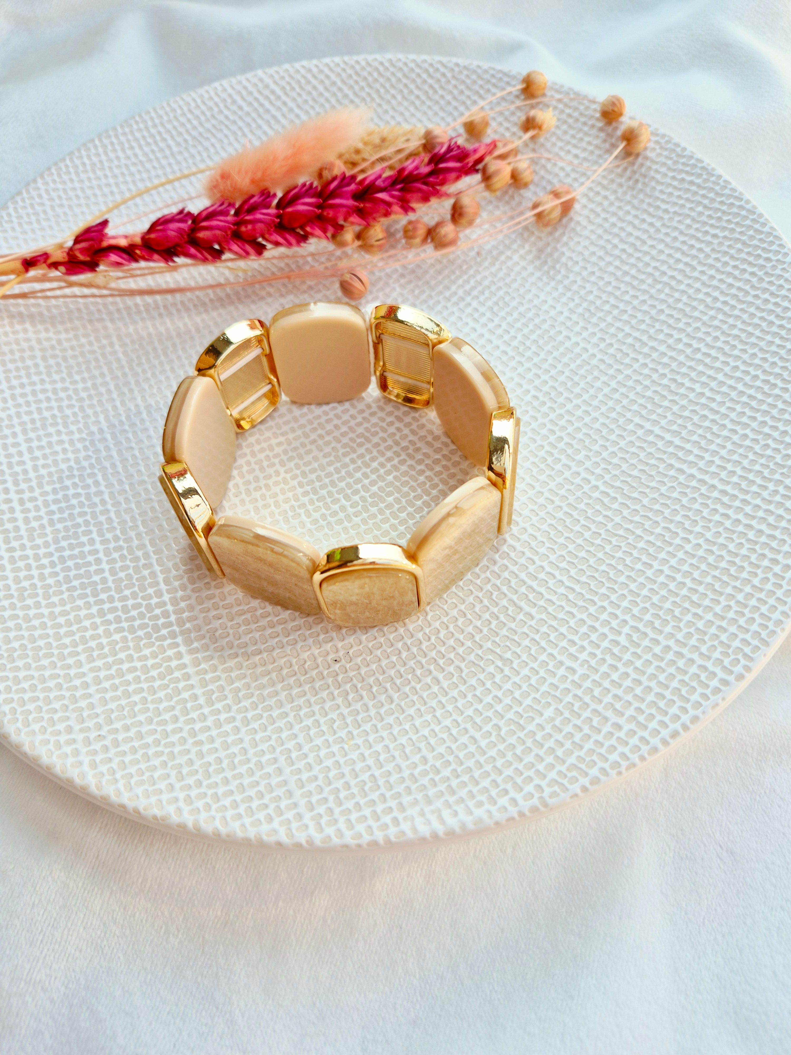 " Statement armband goud/crème"