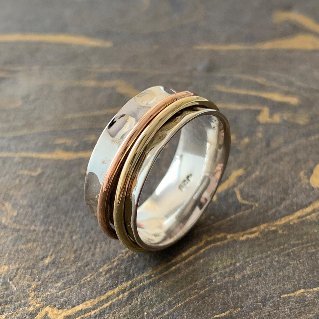 Three Tone Spinner Ring (6.2 Grams)