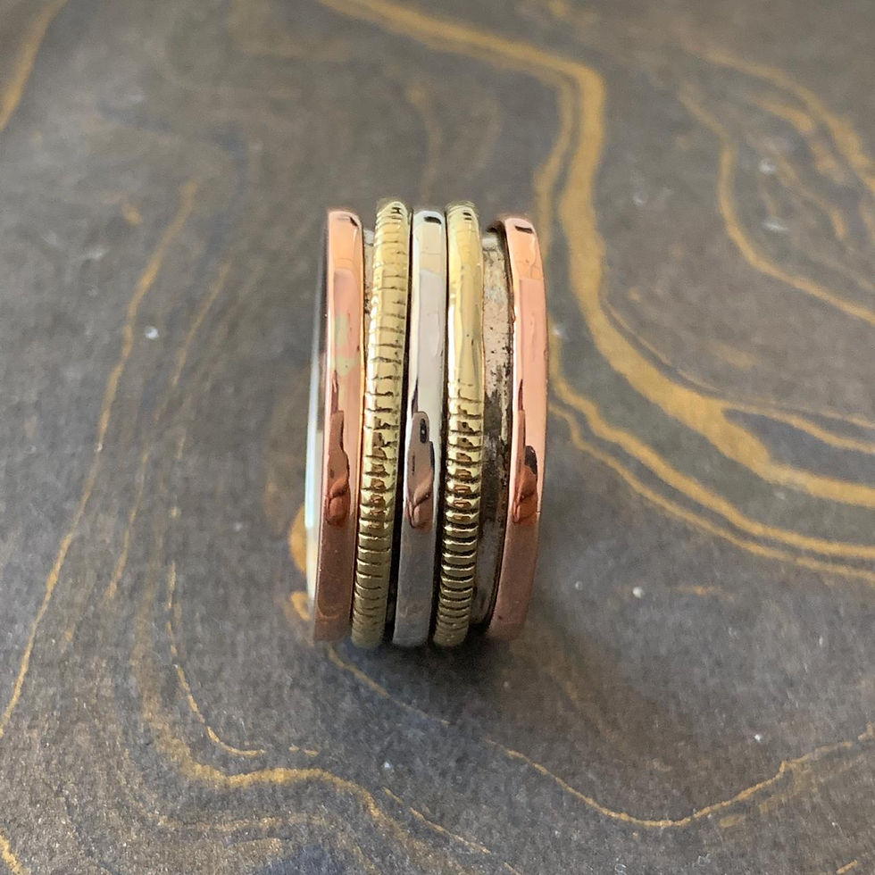 Miniatura: Three Tone Spinner Ring (6.9 Grams)