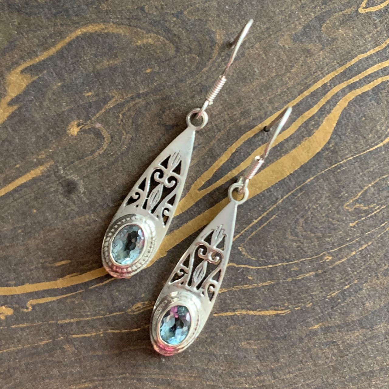 Blue Quartz Earrings (5.1 Grams)