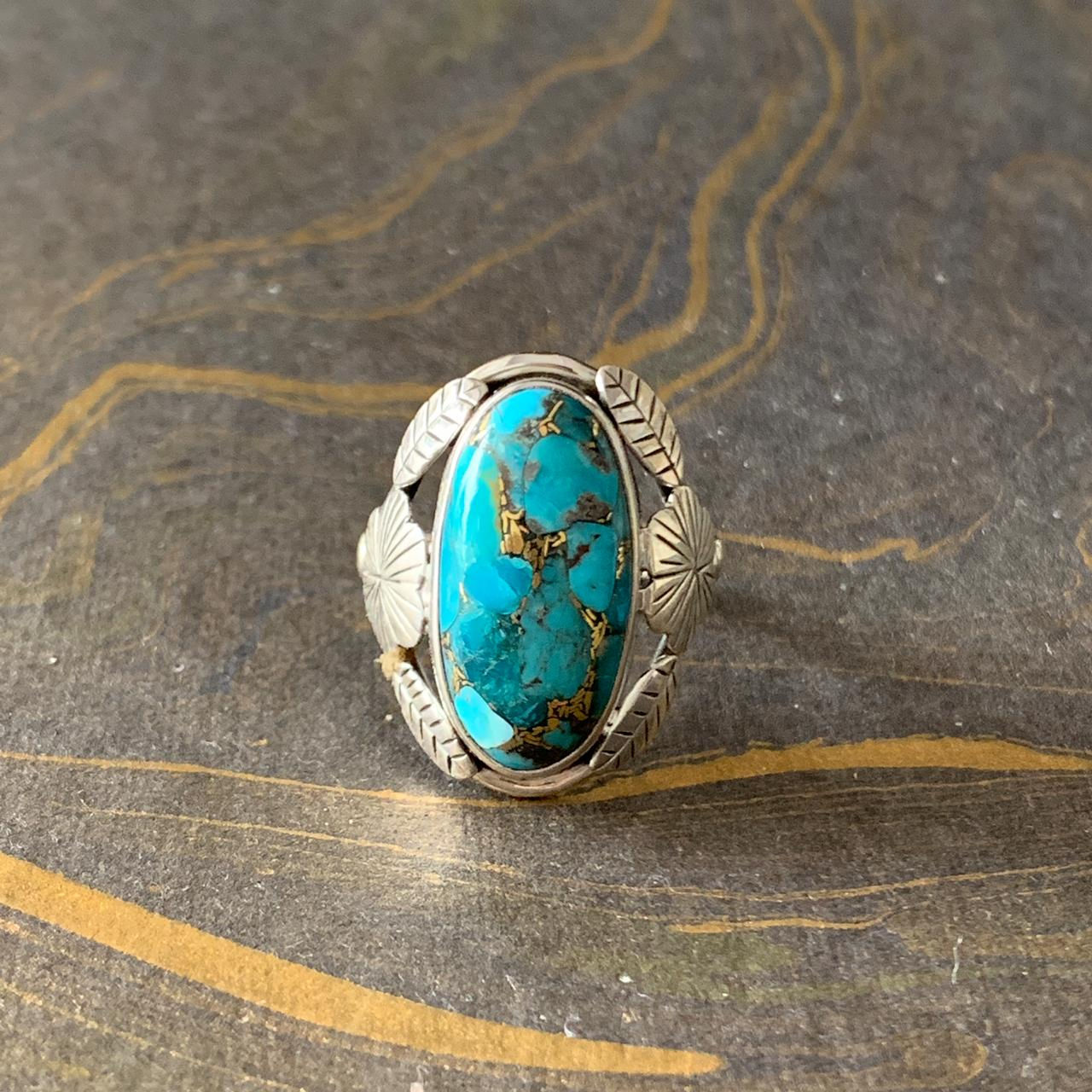 Designer Blue Copper Turquoise Ring (5.9 Grams)