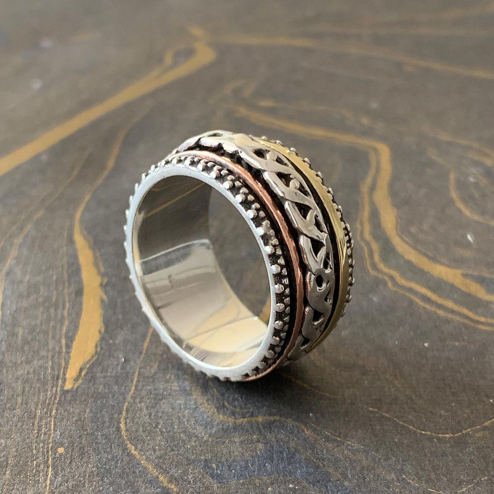 Miniatura: Three Tone Spinner Ring (12.0 Grams)