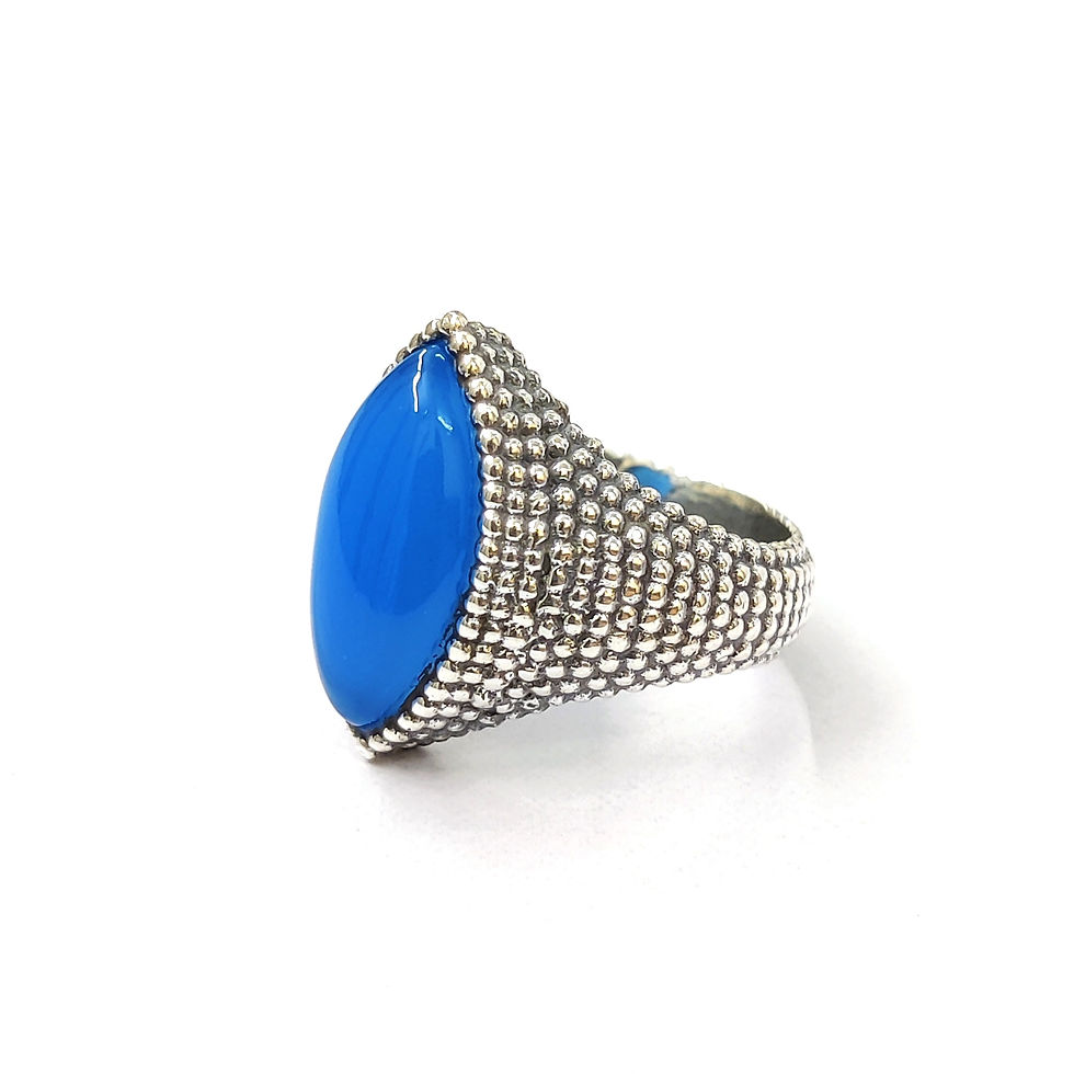 Miniatura: Aqua Chalcedony Mens Ring (7.9 Grams)