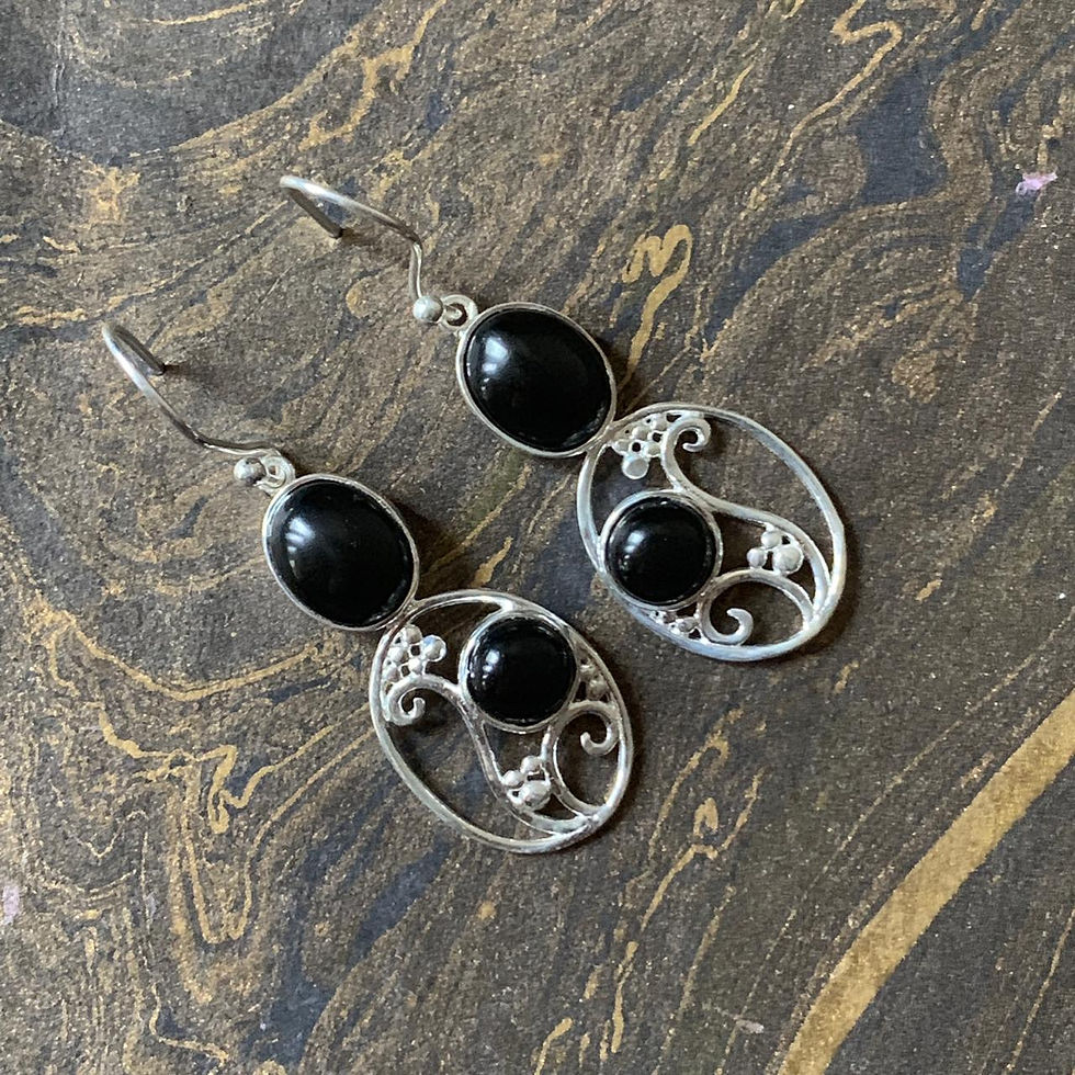 Miniaturbild: Black Onyx Earrings (4.9 Grams)