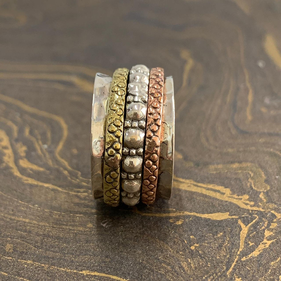 Miniature : Three Tone Spinner Ring (8.1 Grams)