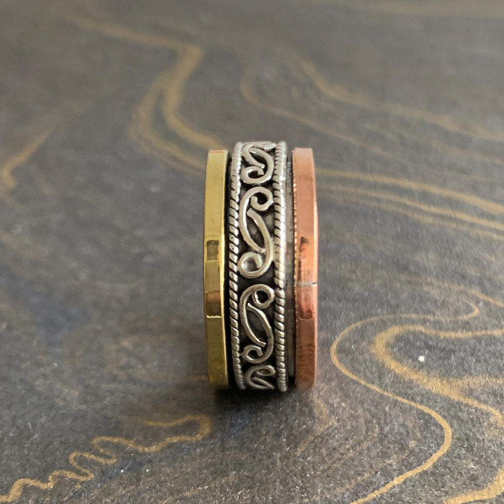 Miniatura: Three Tone Spinner Ring (6.4 Grams)