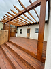Tru Vision Custom wood Patio Decking and Shade Cover and Awning with Lattice Privacy and Steps