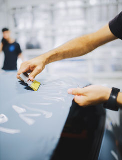 Installing Nardo gray colored paint protection film Boynton Beach