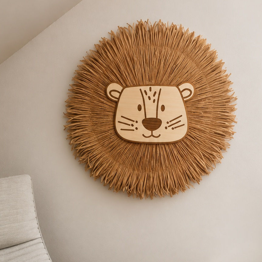 DIY Boho Löwenkopf aus Holz und Papier – Moderne Kinderzimmer-Deko mit Laserdatei