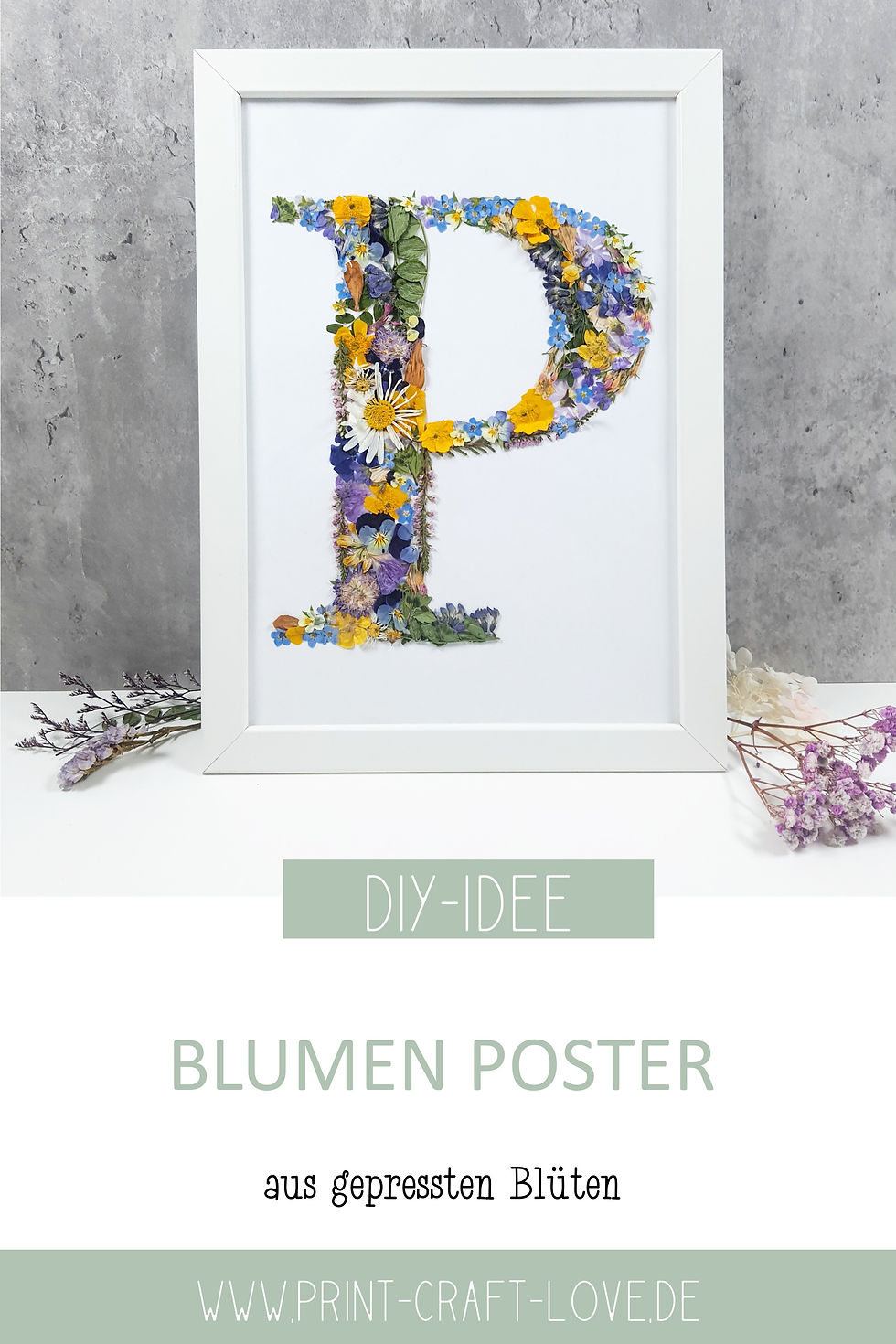 DIY Blumen Poster Wanddeko Initial Buchstabe