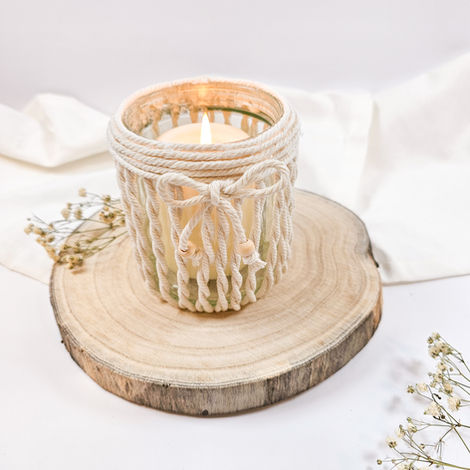 diy makramee windlicht boho stil tischdeko selbermachen sommer herbst kerzenlicht
