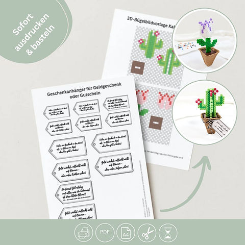 Geschenkverpackung - 3D-Kaktus oder Tulpe aus Bgelperlen |  PRINT.CRAFT.LOVE!