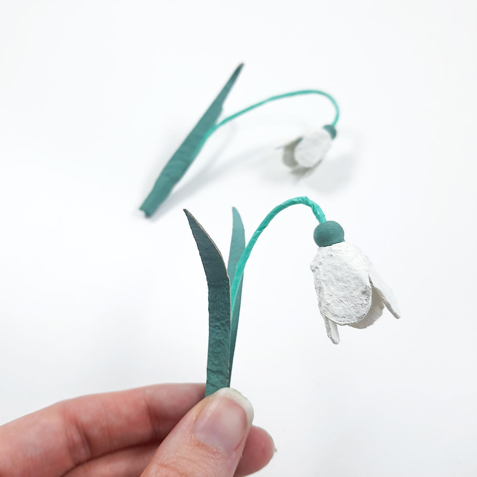 DIY Schneeglöckchen basteln papier Eierkarton deko