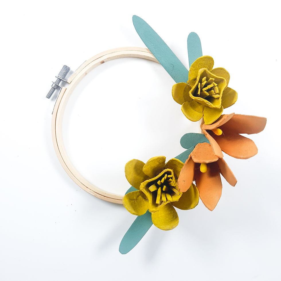 DIY Wanddeko Blumen Stickrahmen Eierkarton frühling