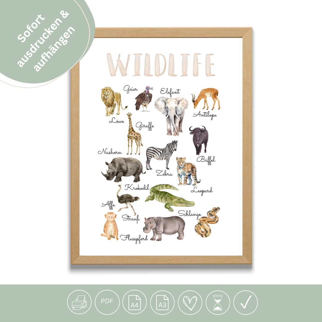 WILDLIFE - Poster Kinderzimmer Deko