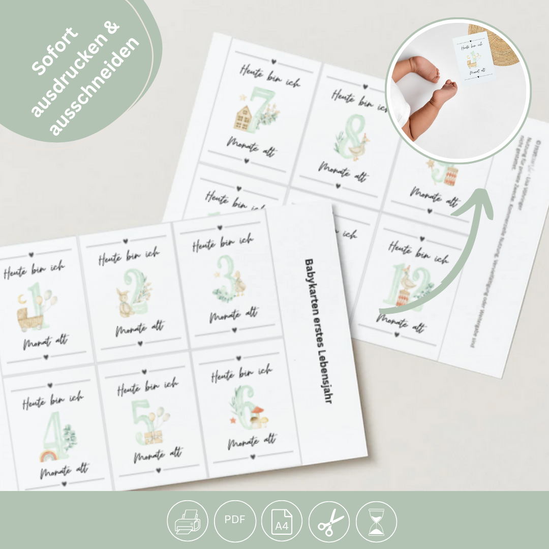 Baby Meilenstein-Karten - 12 Monate