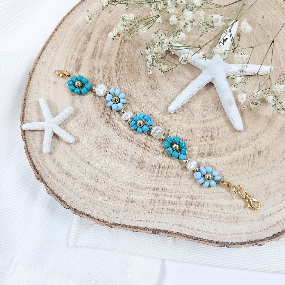 DIY Armbad blumen perlen anleitung strand sommer maritim