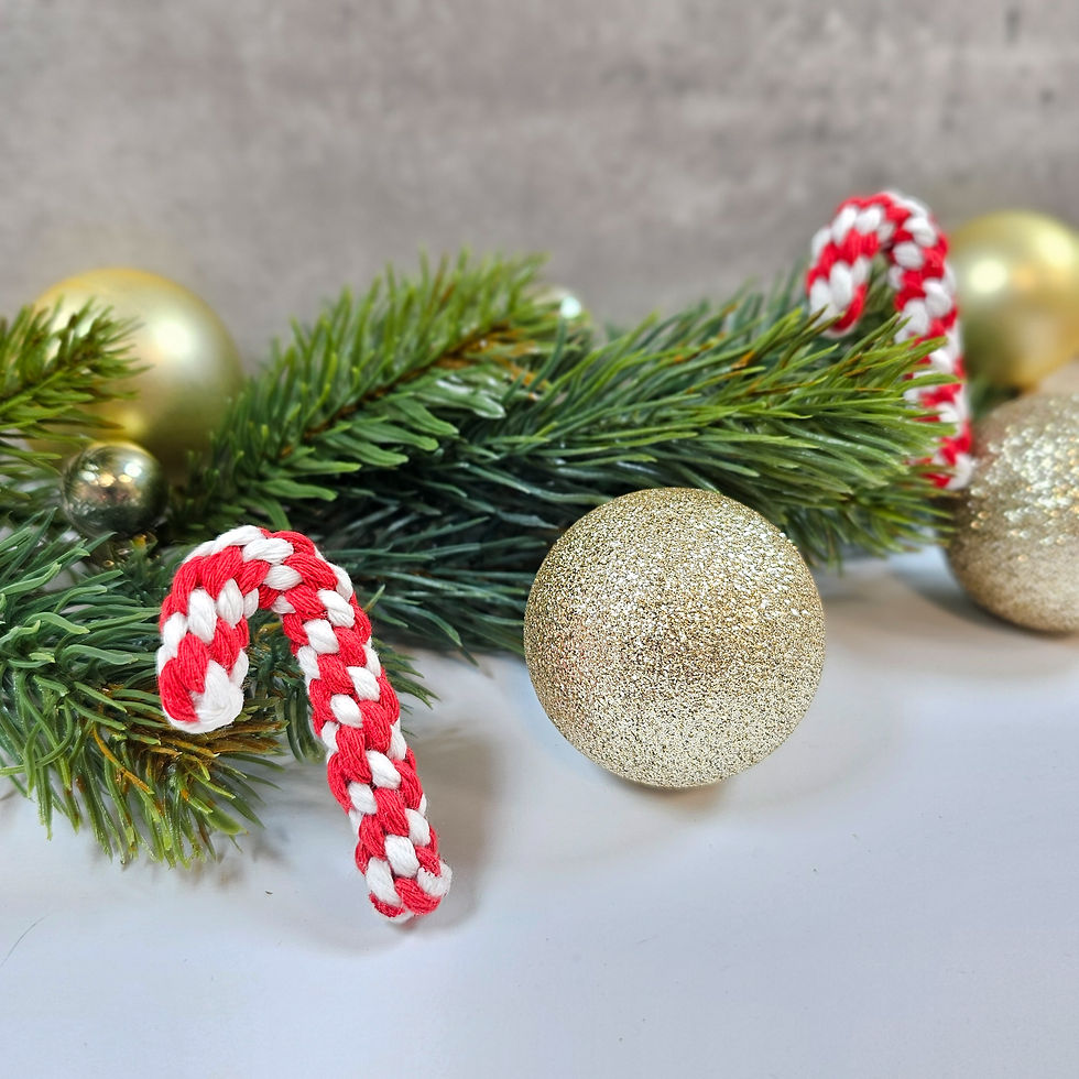 DIY Deko anhänger makramee zuckerstange ornament christbaum schmuck