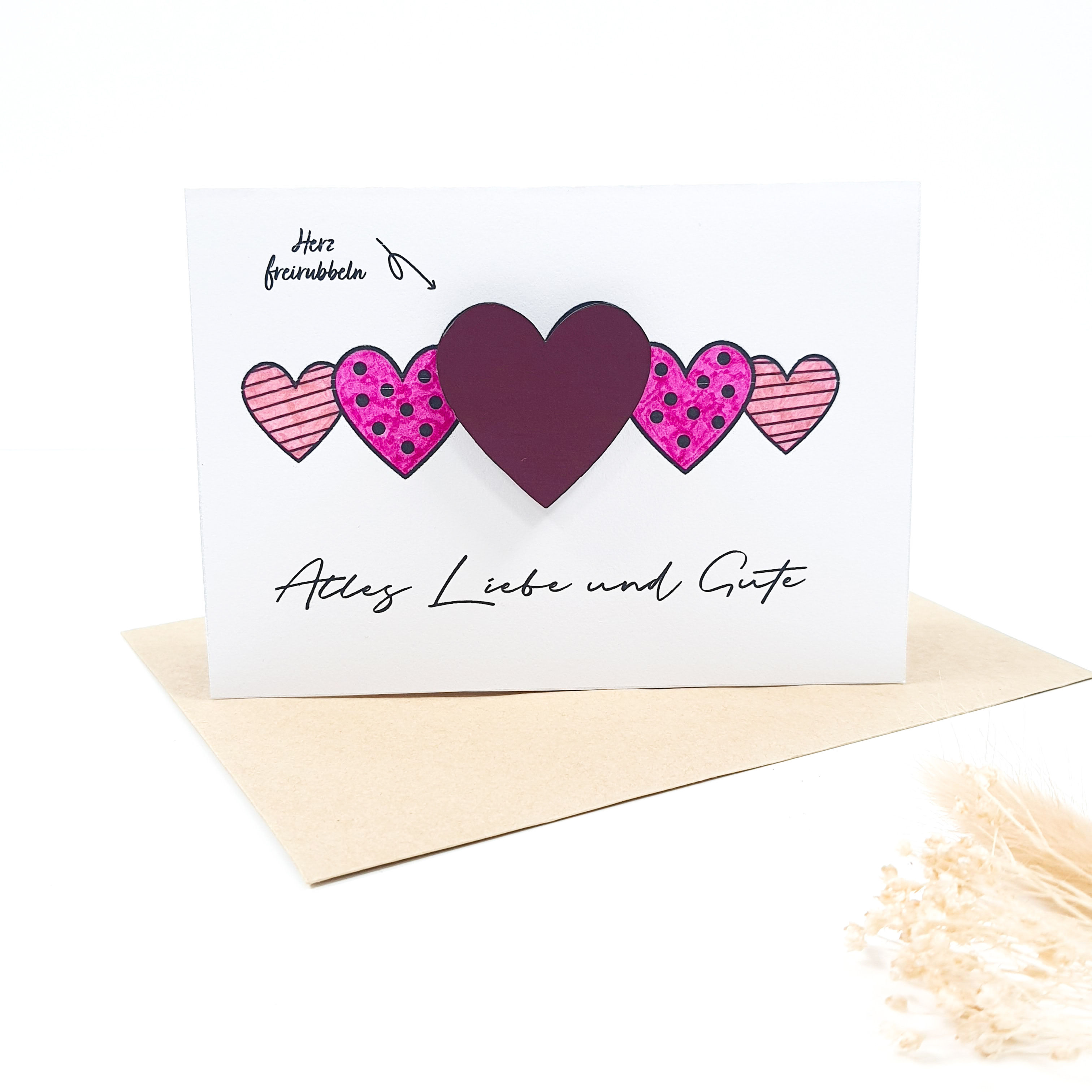 Grußkarte mit Rubbelfeld - Alles Liebe und Gute