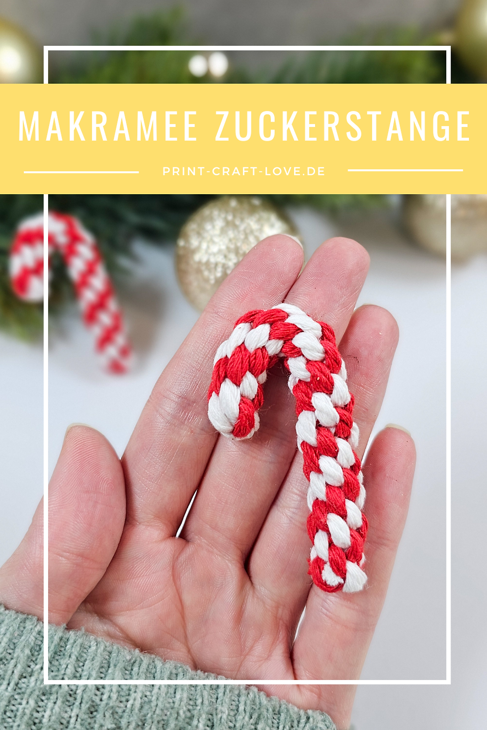 DIY Zuckerstange Makramee deko anhänger weihnachten anleitung