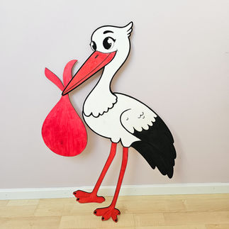 DIY Storch holz deko baby geburt ankündigung