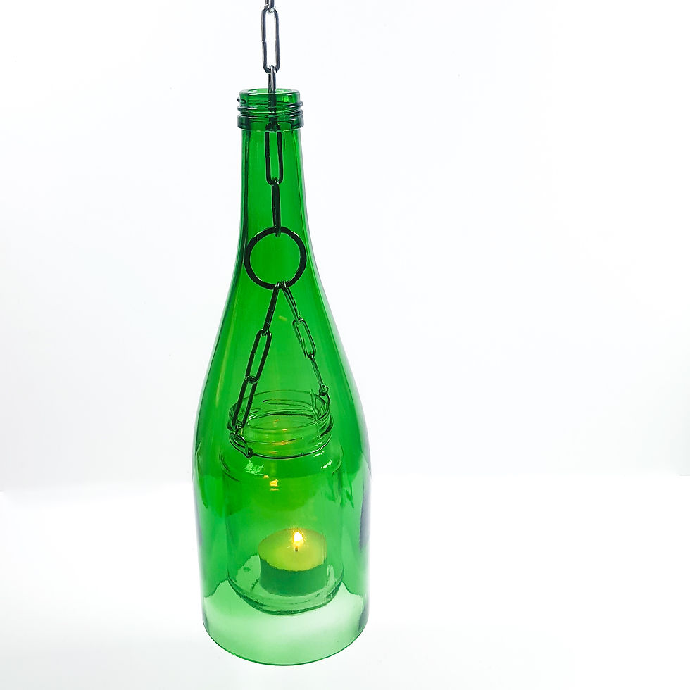 DIY Weinflasche hängend Lampe Windlicht Garten