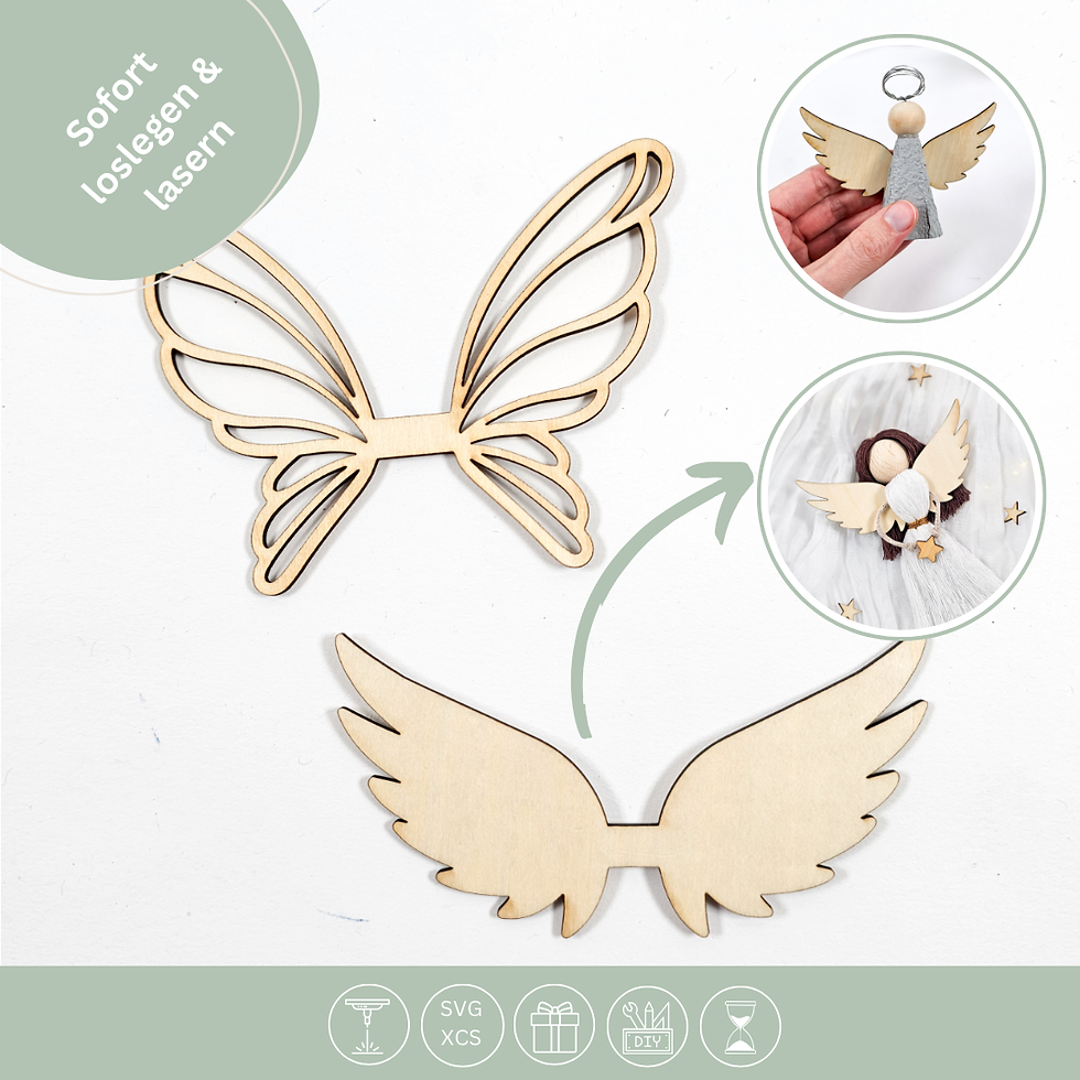 Holzflügel Engel & Fee für Laser als SVG & XCS