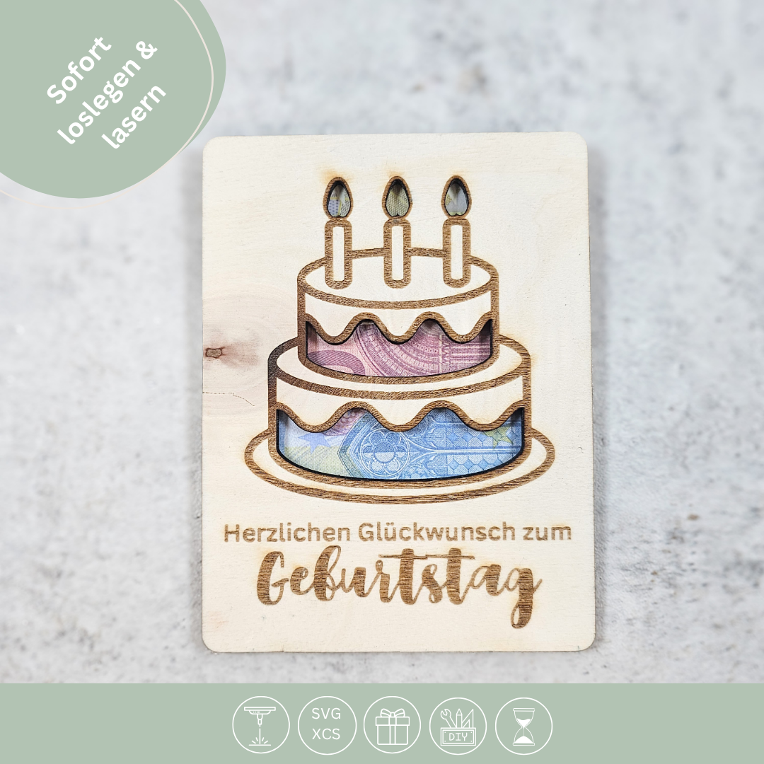 Geldgeschenk-Verpackung "Geburtstag" - SVG / XCS