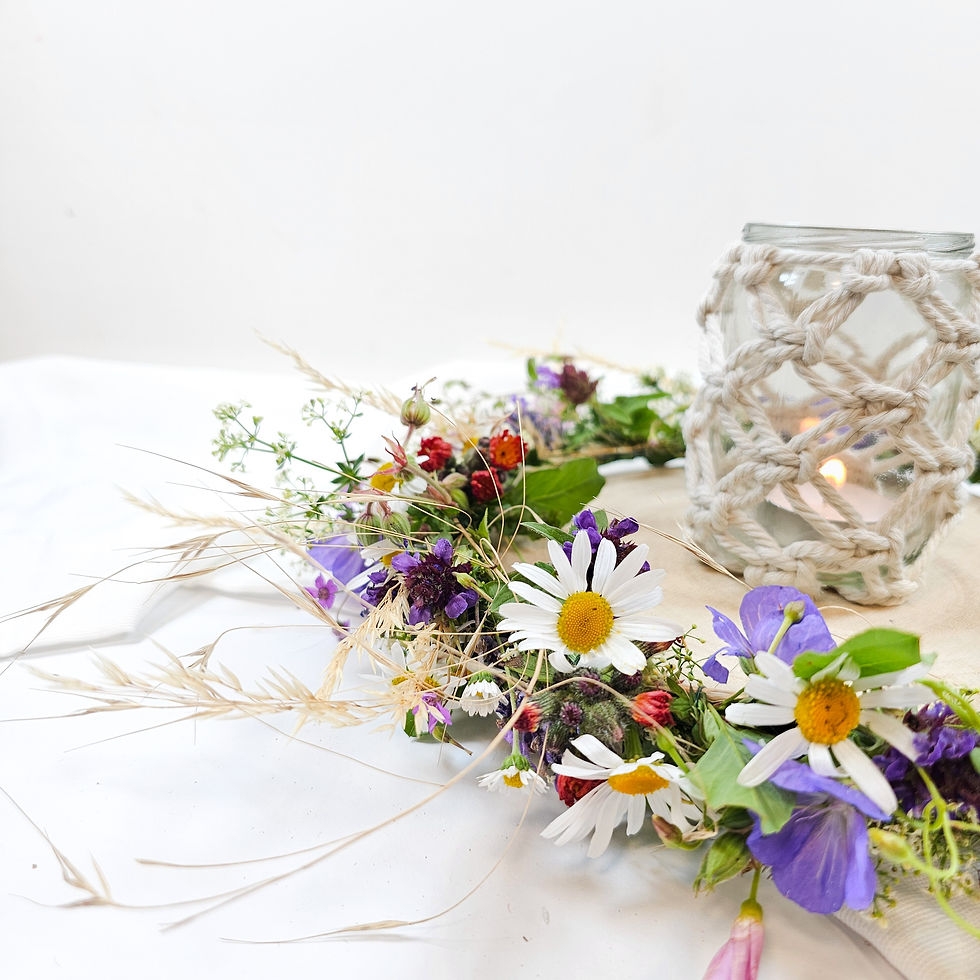 DIY Windlicht Makramee Blumendeko Tischdeko sommer party boho