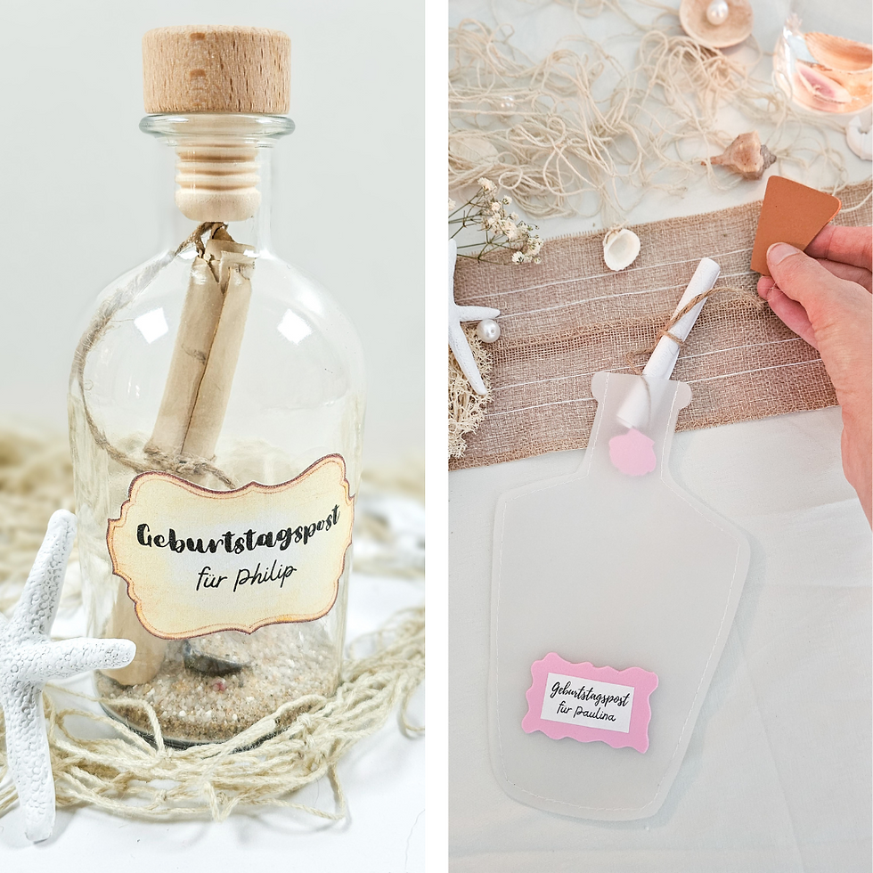 DIY kreative Flaschenpost selbermachen kindergburtstag einladung grußkarte
