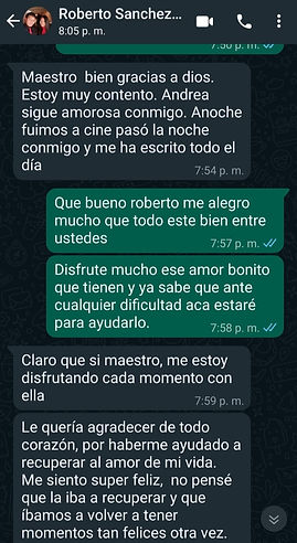 testimonio de cliente feliz con su amarre de amor