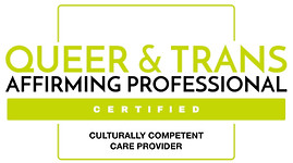 logo for Queer and Trans affirming professional, a certified culturally competent care provider.