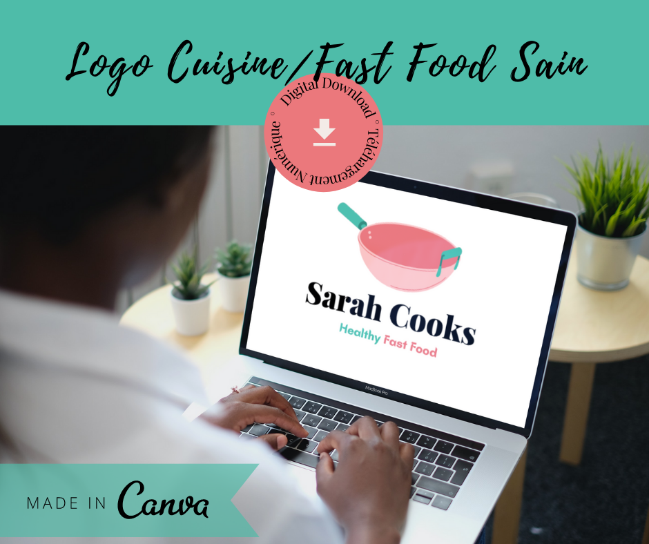 Logo restaurant/fast food cuisine saine template Canva