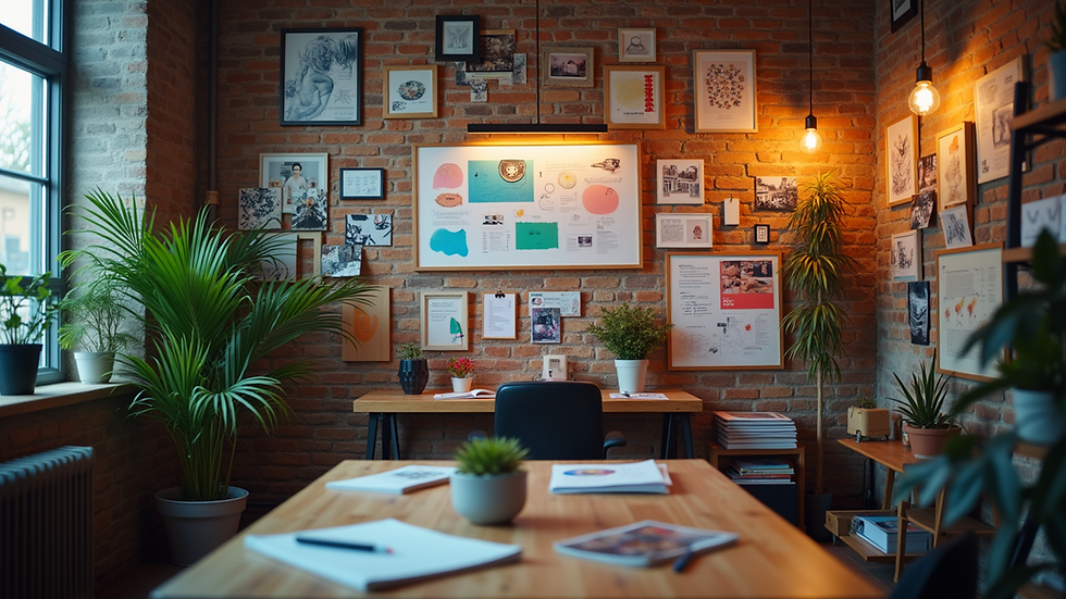 Eye-level view of a vibrant motion graphics design studio