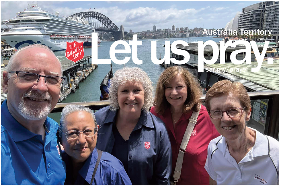 Some of the territory’s leaders – Colonels John and Lani Chamness, Major Kim Haworth, Lieut-Colonel Brenda Young and Commissioner Miriam Gluyas.