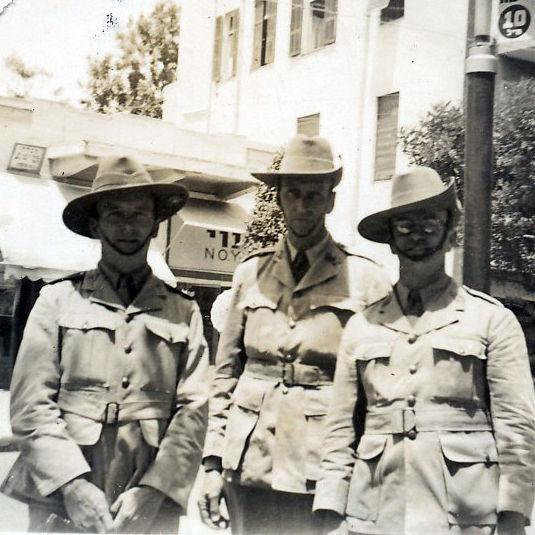 Harold Hosier (centre) served in North Africa and Greece during World War Two.
