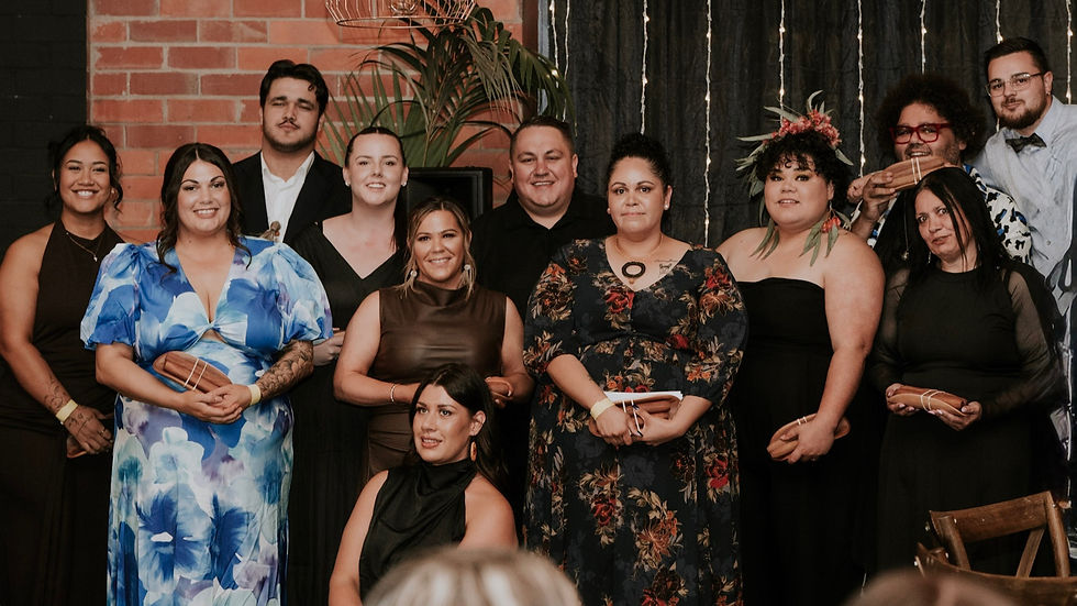 Allira Fry (front, crouching) and the Swan Hill NAIDOC Committee celebrate young people in the community with a Youth NAIDOC Ball.