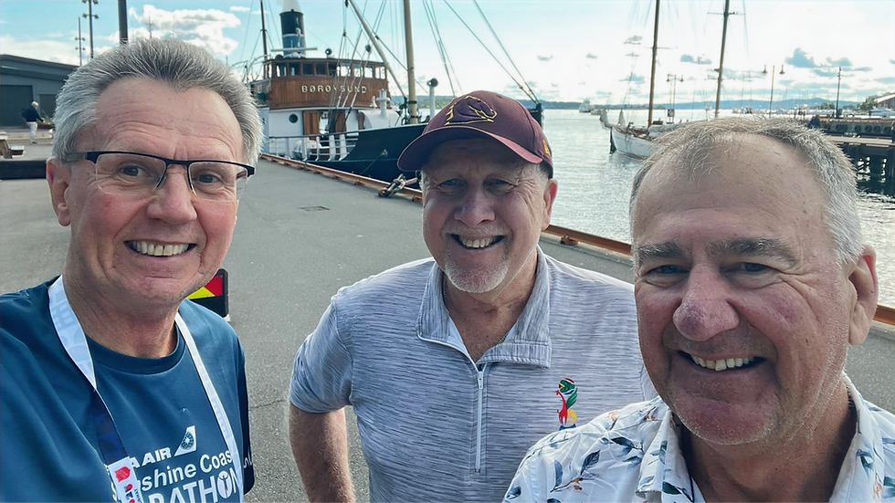 Aussie Salvos (from left) Envoy Bill Hunter, Major Trevor Nicol and Stephen Rule, of God’s Sports Arena church in Norway.