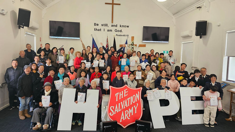 Members of the Burwood Corps with their certificates after an ‘Appreciation Day’ service. Image: Supplied