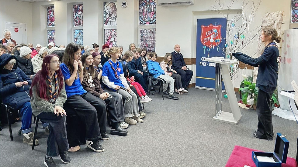 Young people led the Sunday service at Kyiv Corps.