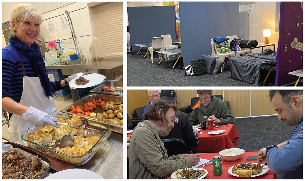 Ringwood Salvos volunteer Allison serves up a hearty meal for men doing it tough in Melbourne’s eastern suburbs. A bed and a meal have been offered at the corps each Wednesday for the past three months.