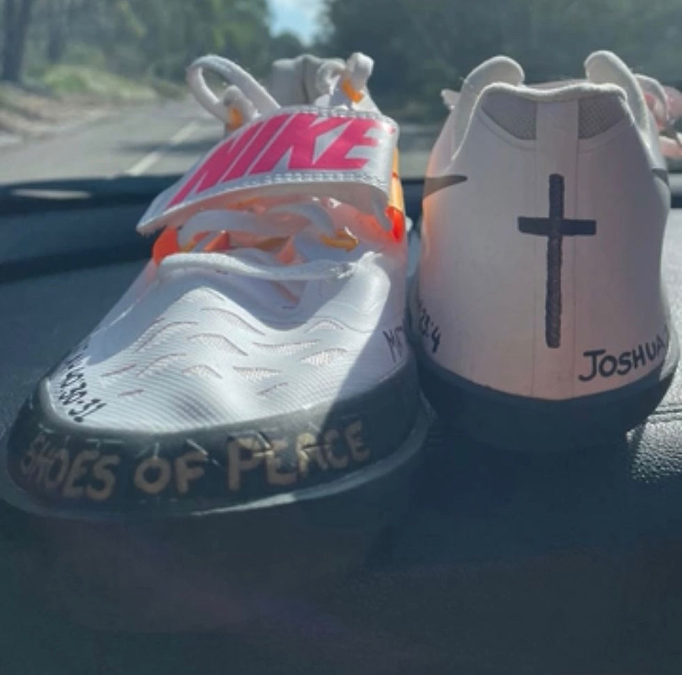 One way Ashlyn shares her faith whilst on tour is through her shoes.