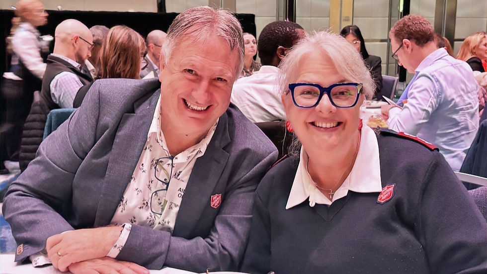 Salvation Army representatives Albert Olley (Group Executive, Mission Enterprises) and Major Robyn Black (NSW/ACT Divisional Commander) at the Sydney Prayer Breakfast.