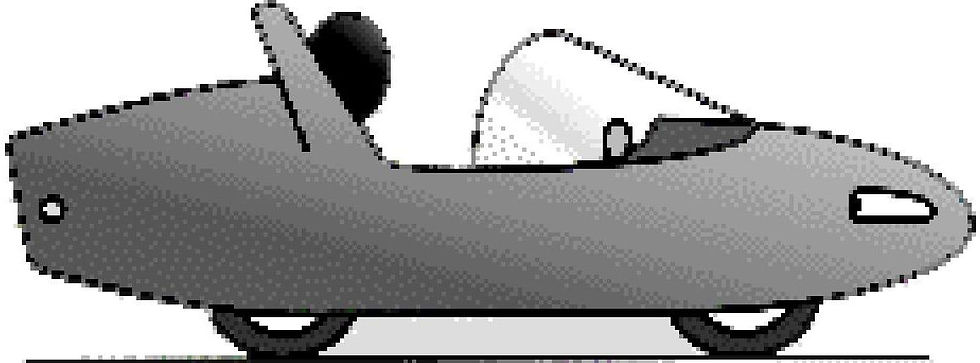 "A grayscale side-view illustration of a low, three-wheeled solar-powered vehicle with an open cockpit and teardrop-shaped body."