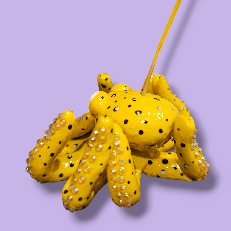 Thumbnail: and-made Clay Incense Stick Holder | Good Vibes Octopus with Gem Details 