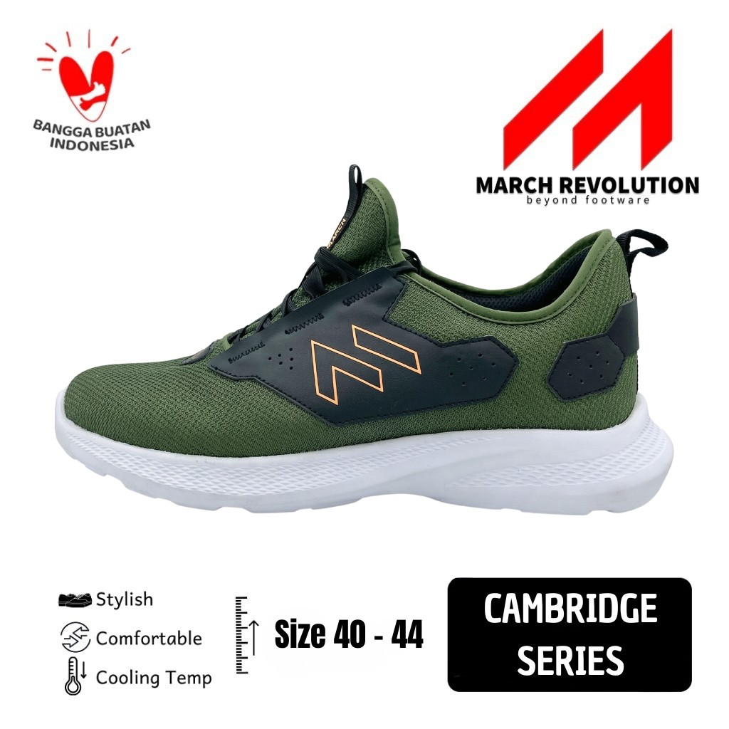 March Revolution Cambridge Sepatu Lari Pria Sport Olive - Running Shoes Sneakers