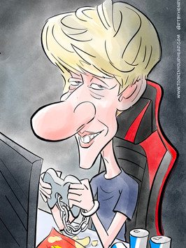 order digital caricature with theme Singapore