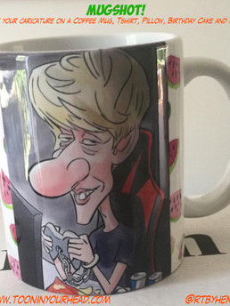 Caricature. Commandez une caricature. Caricature en ligne. Cadeau caricatural. Caricature d'après photo. commander une caricature sur un mug à café