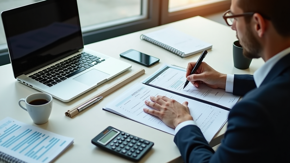 High angle view of a financial planner calculating monthly investments